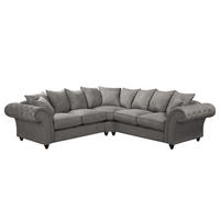 ECKSOFA - Antiklederlook - Dunkelgrau/Braun, Textil (271/90/271cm) - home24