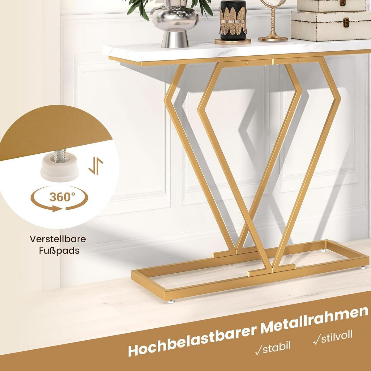 KONSOLENTISCH 80cm Weiß - Weiß, Metall (100/30/80cm) - COSTWAY