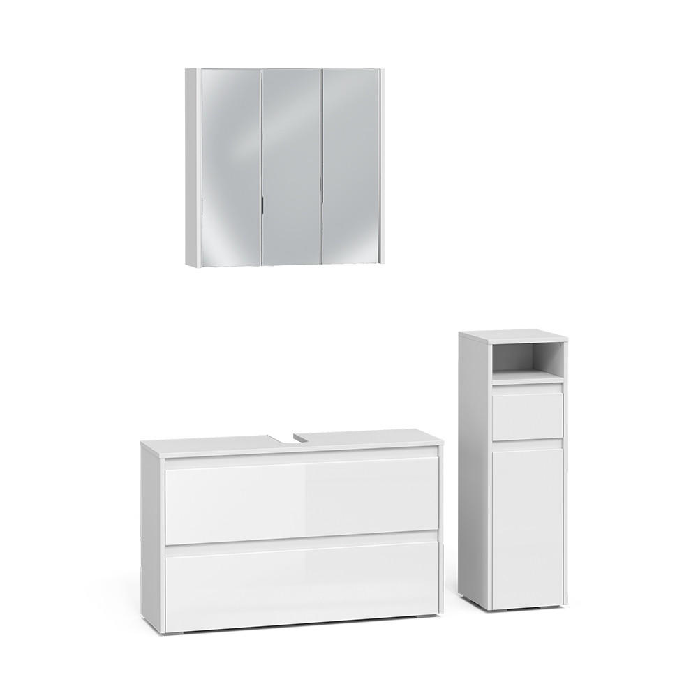 Vicco Badmöbel-Set Weiß Hochglanz, Weiß 100x62x30.1 cm