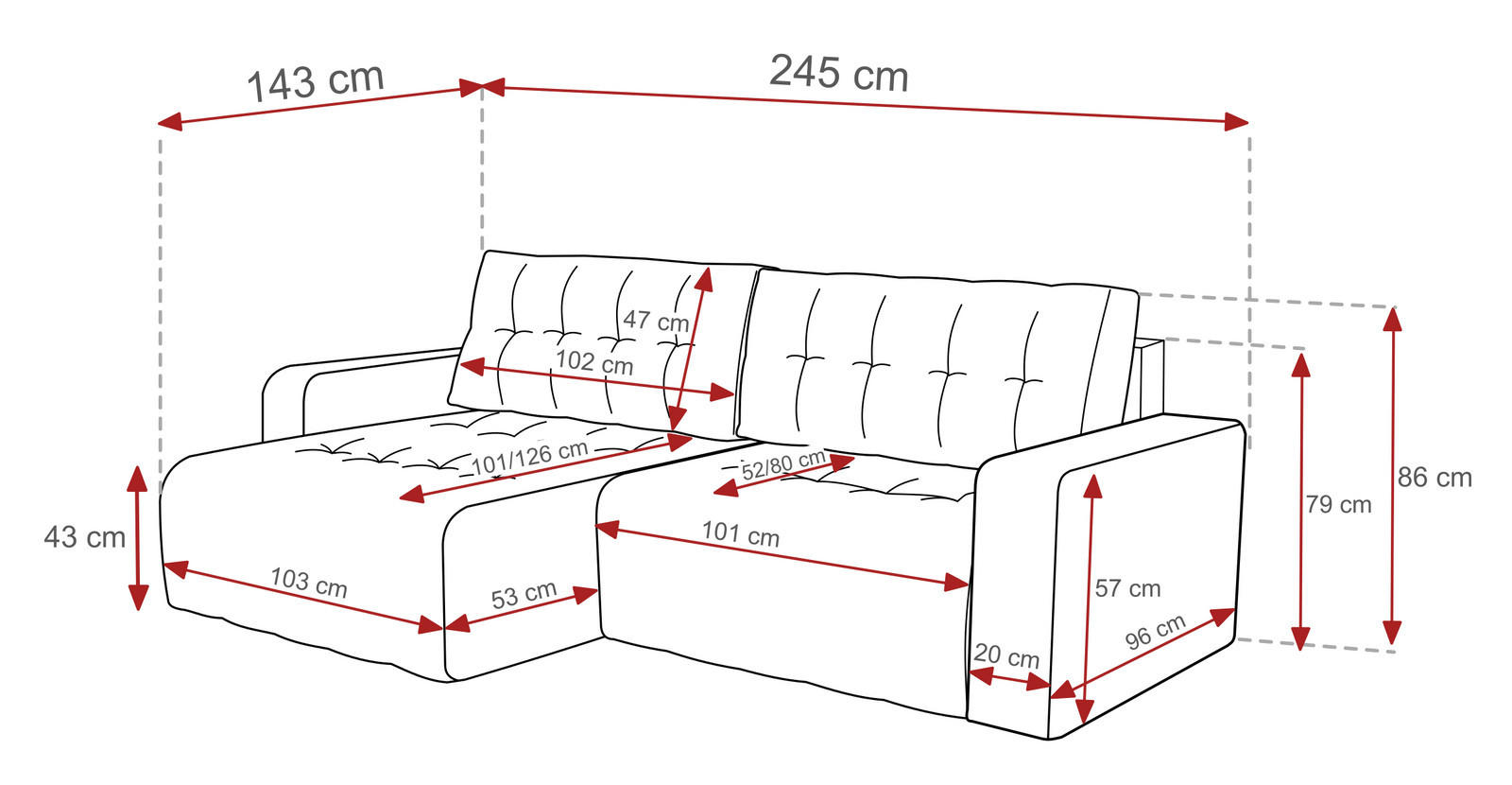 Thumbnail - Ravio Ecksofa, Dunkelgrau, Textil, Holz, Holzwerkstoff, 3-Sitzer, L-Form, 245x143 cm, Wohnzimmer, Sofas & Couches, Wohnl...