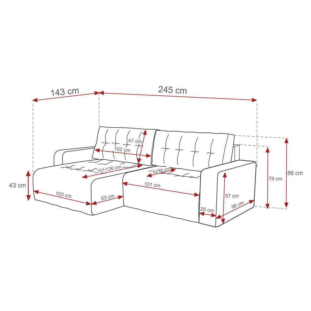 Thumbnail - Ravio Ecksofa, Violett, Textil, Holz, Holzwerkstoff, 3-Sitzer, L-Form, 245x143 cm, Wohnzimmer, Sofas & Couches, Wohnland...