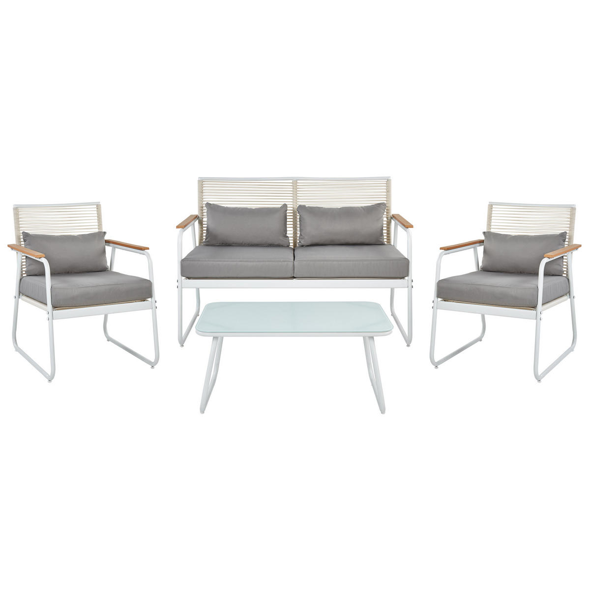 LOUNGE SET 4-Sitzer Metal weiß Pomonte - Weiß/Grau, Metall - Beliani