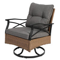 BALKONSET 3-teilig, PE-Rattan Schaukelstuhl, Grau - Grau, Metall - LVHOM