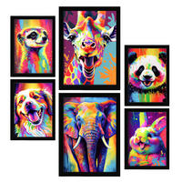 POSTER Set Mit 6 Freundliche Tiere Im Hochformat Lebhafte Aquarell Stil Illustrationen A3 & A4 Rahmenlos - Klar, Papier (29/3cm) - Nacnic