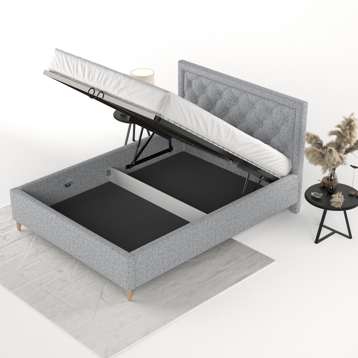 POLSTERBETT Lido 160/200 cm Grau im Riva Stoff - Naturfarben/Grau, Holz/Holzwerkstoff (160/200cm) - AltaBeds