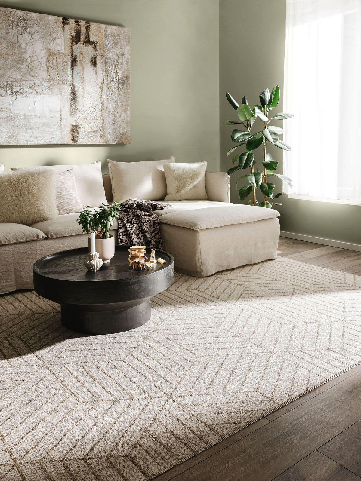 FLACHGEWEBETEPPICH Elena Cream/Beige 200x290 cm - Creme, Textil (200/290cm) - benuta Nest