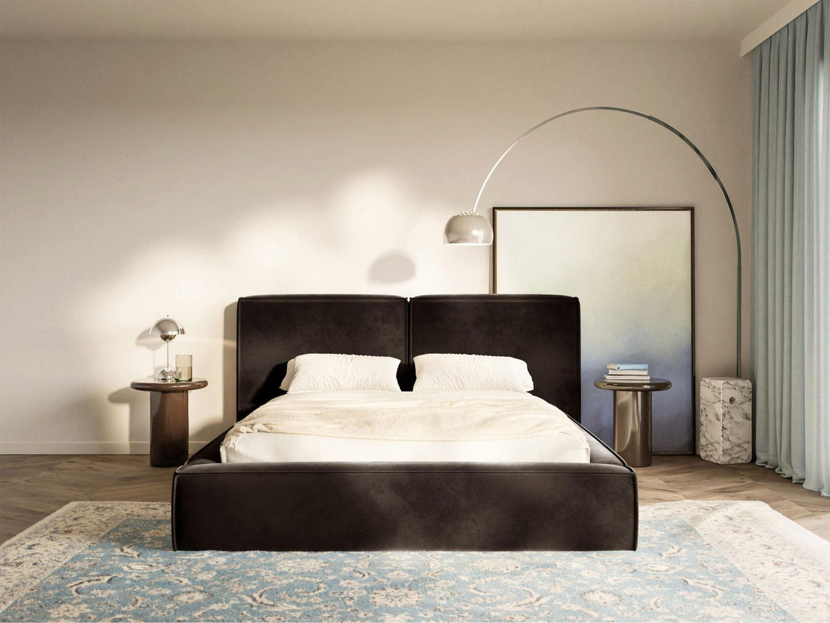 POLSTERBETT Tilves Braun 200x200 cm - Schwarz/Braun, Kunststoff/Textil (200/200cm) - Selsey