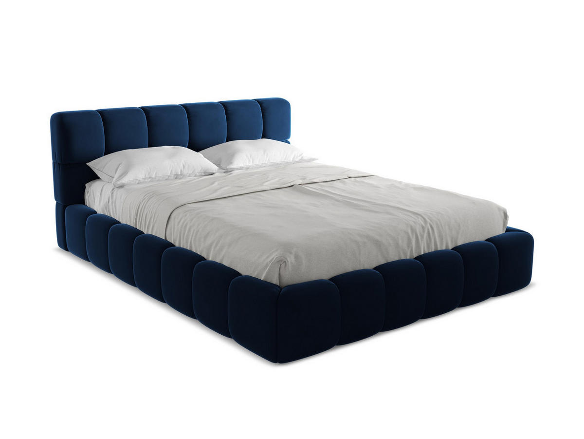 POLSTERBETT mit Bettkasten und Lattenrost 180x228 Blau - Blau/Schwarz, Kunststoff/Textil (160/200cm) - Makamii