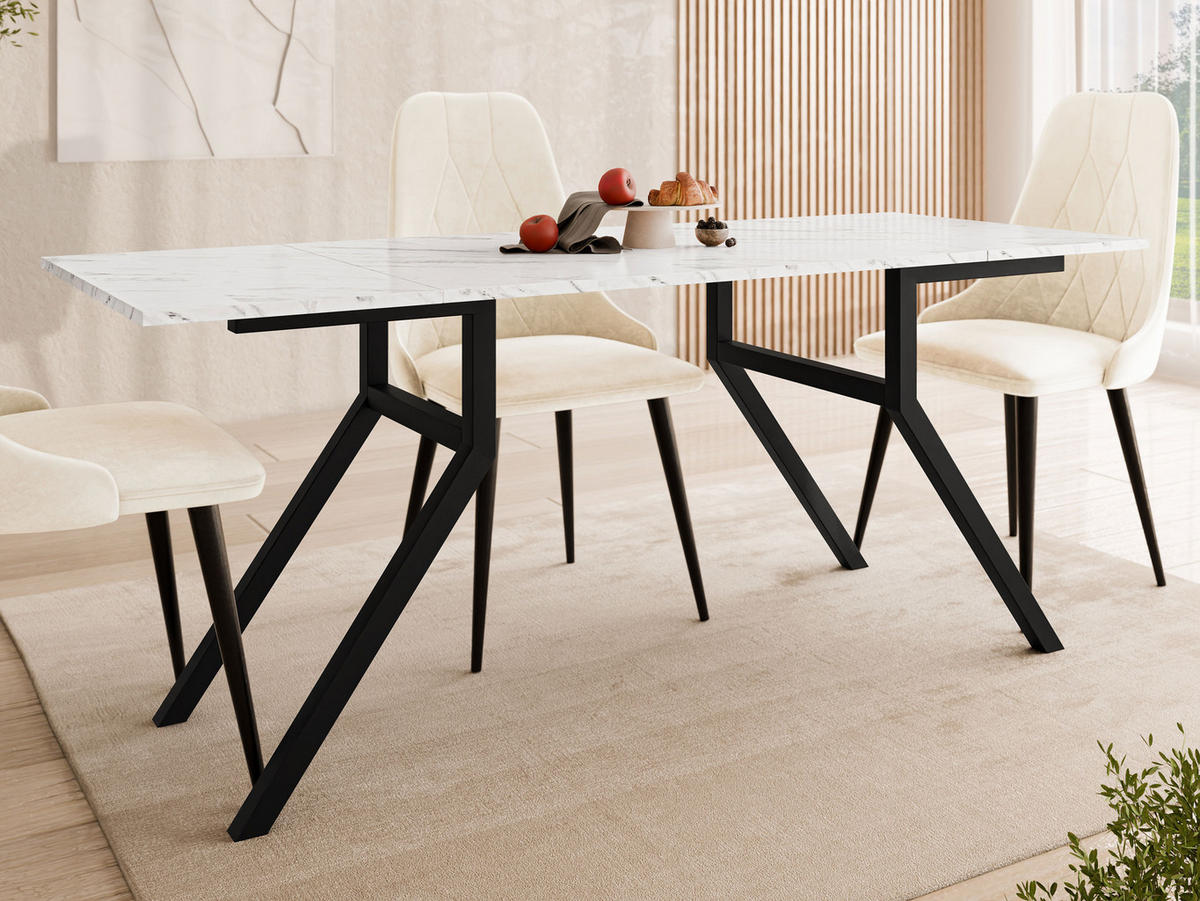 2-IN-1 COUCHTISCH UND ESSTISCH Xena Bis - Schwarz/Weiß, Holzwerkstoff/Metall (70/100/45cm) - MIRJAN24