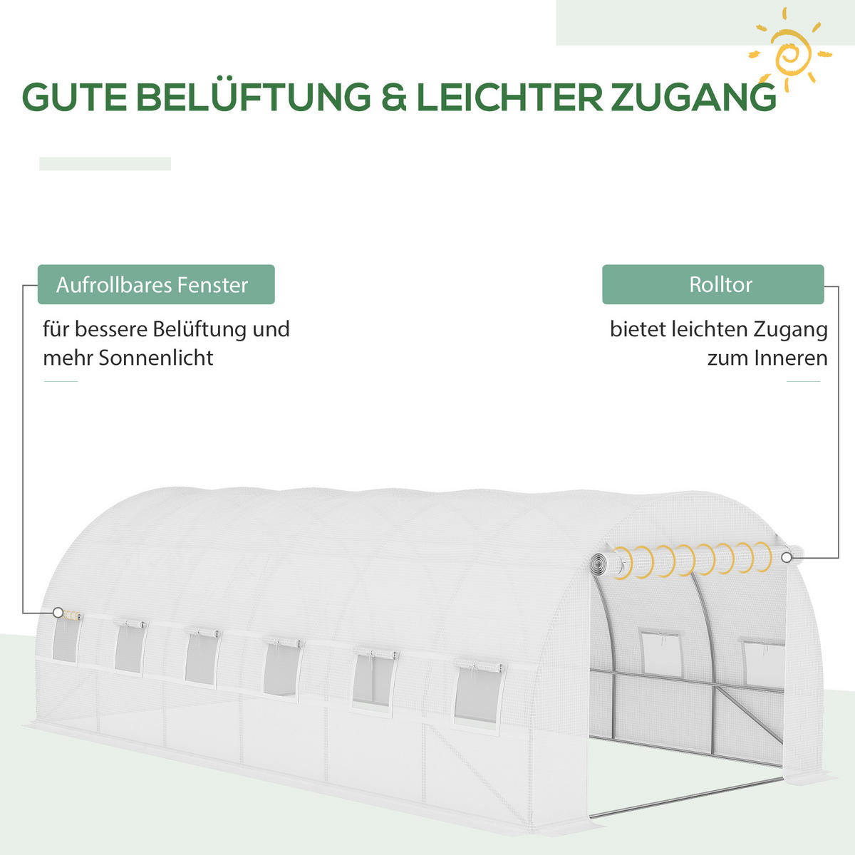 ERSATZABDECKUNG 600 x 300 x 200 cm mit Fronttür, Weiß - Weiß, Kunststoff (300/200/600cm) - Outsunny