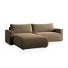 ECKSOFA TURIN M Beige Velours-Stoff mit Schlaffunktion - Beige, Holz (265/183cm) - MASSENO