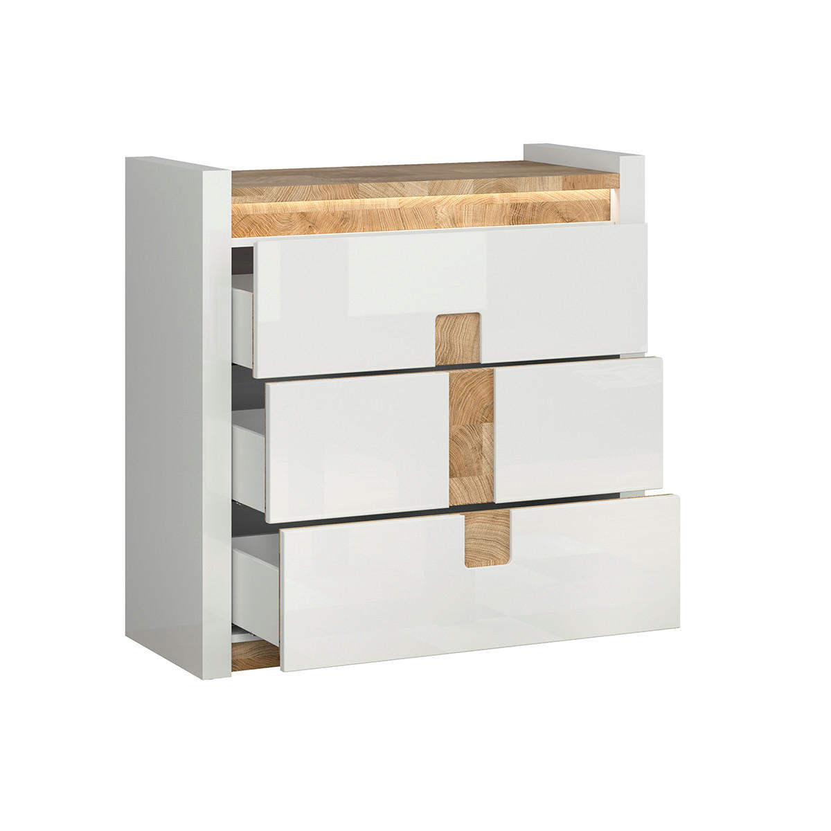 KOMMODE Helios Weiß und Holz - Weiß, Holzwerkstoff (97/96.5/41cm) - Petits-meubles