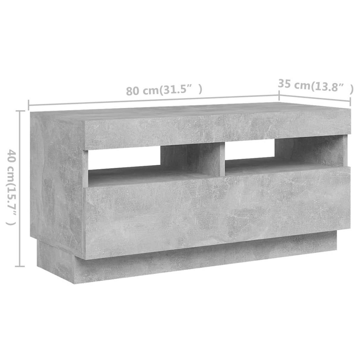LOWBOARD mit Led-Leuchten 180/35/40 cm aus Holzwerkstoff in Betongrau - Hellgrau, Holz (180/40/35cm) - vidaXL