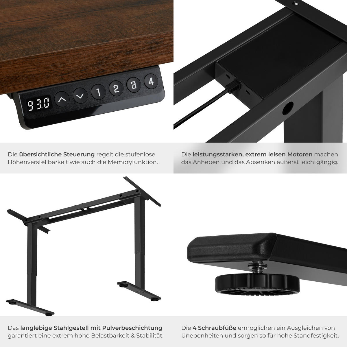 TISCHGESTELL Melville,110 - 168 x 60 x 70 - 119 cm,schwarz - Schwarz, Textil (60/168/119cm) - tectake