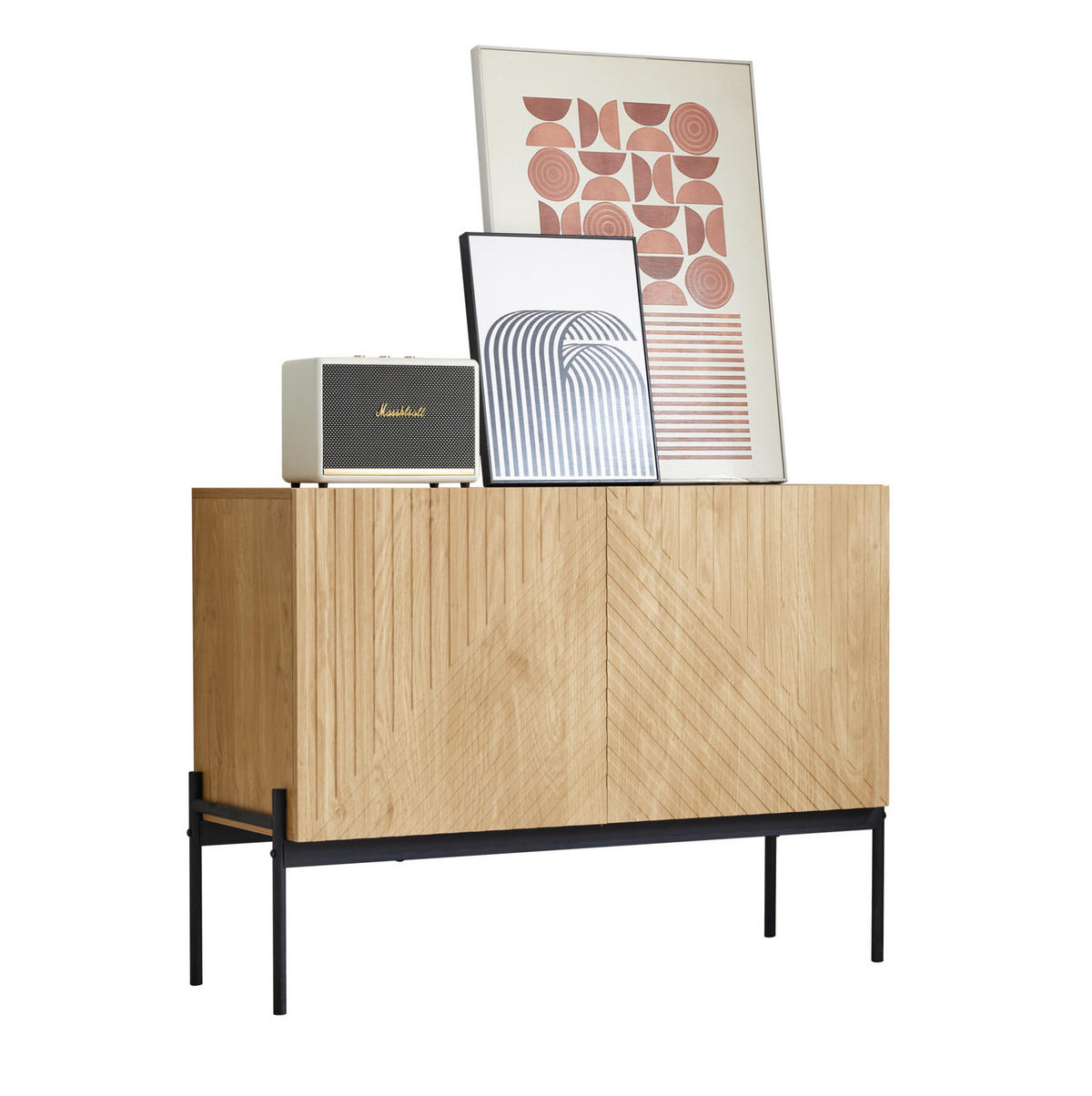 SIDEBOARD mit Metallrahmen und verstellbaren Einlegeböden, 100/40/75 cm, Natur - Naturfarben, Holzwerkstoff (100/75/40cm) - Redom