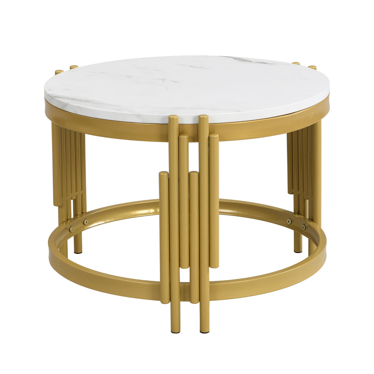 COUCHTISCH DE-031 MarbleNest 2-tlg. Weiß - Weiß, Holzwerkstoff (72/72/44cm) - ComfortXL