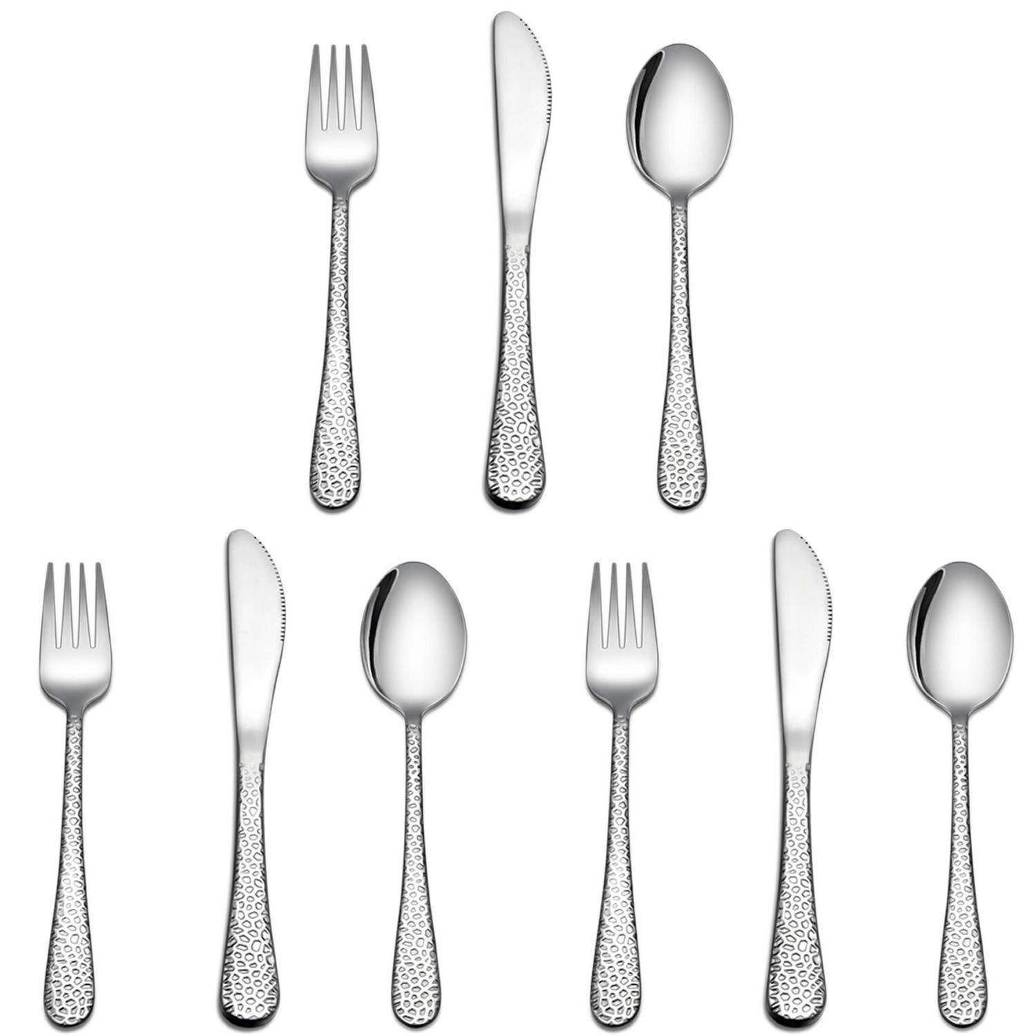 KINDERBESTECK 9-teiliges Set Edelstahl Hammergriff - Silberfarben, Metall