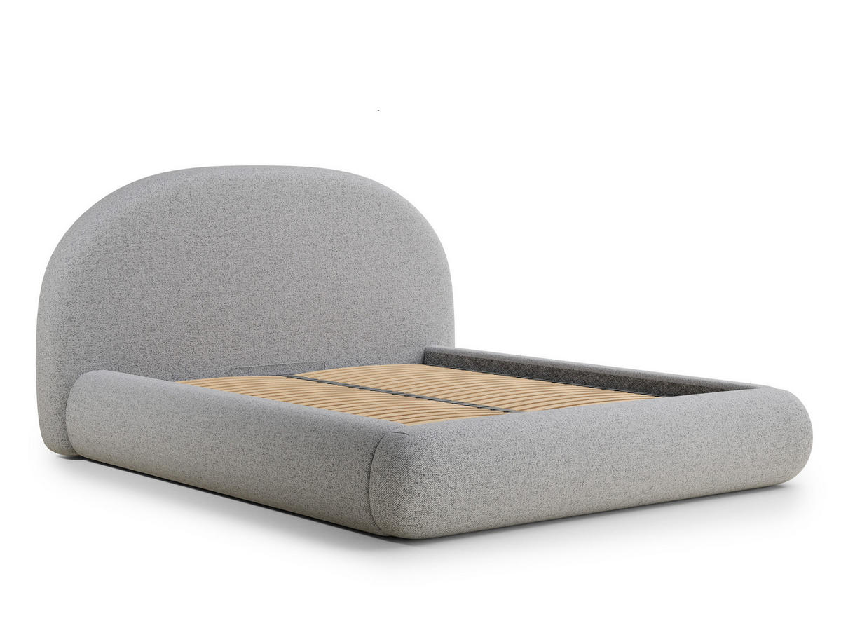 POLSTERBETT Maumere Hellgrau 180/200 cm im Webstoff - Hellgrau/Schwarz, Holz/Holzwerkstoff (180/200cm) - Maison de Reve