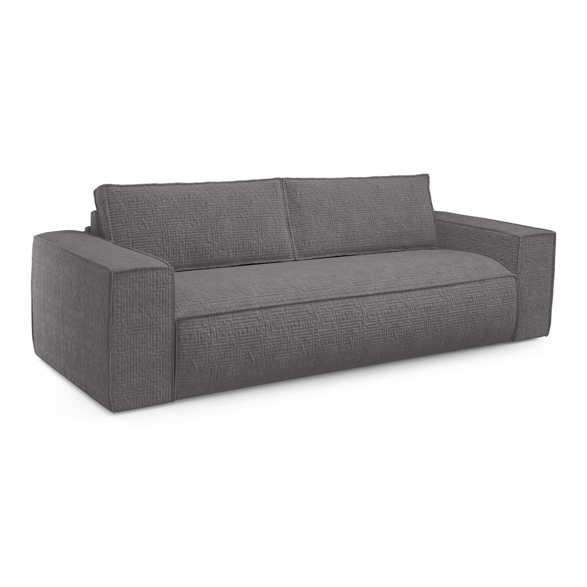 SCHLAFSOFA GERADE Samt Grau 216cm - Grau, Textil (216/90/100cm) - Sia Home