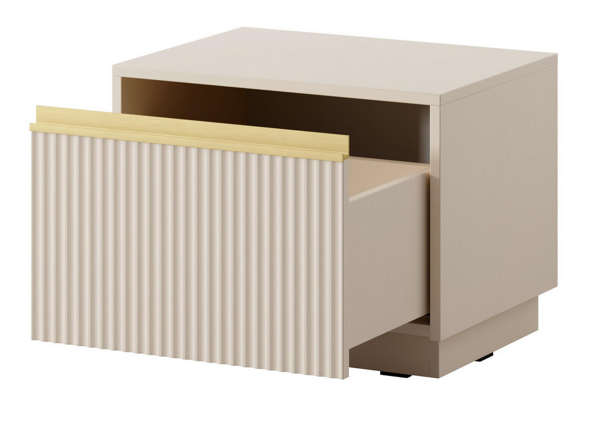 NACHTSCHRANK 54 cm Baron mit Schublade - gold accessories, Beige - Beige, Holz (54/42/39cm) - Emporius