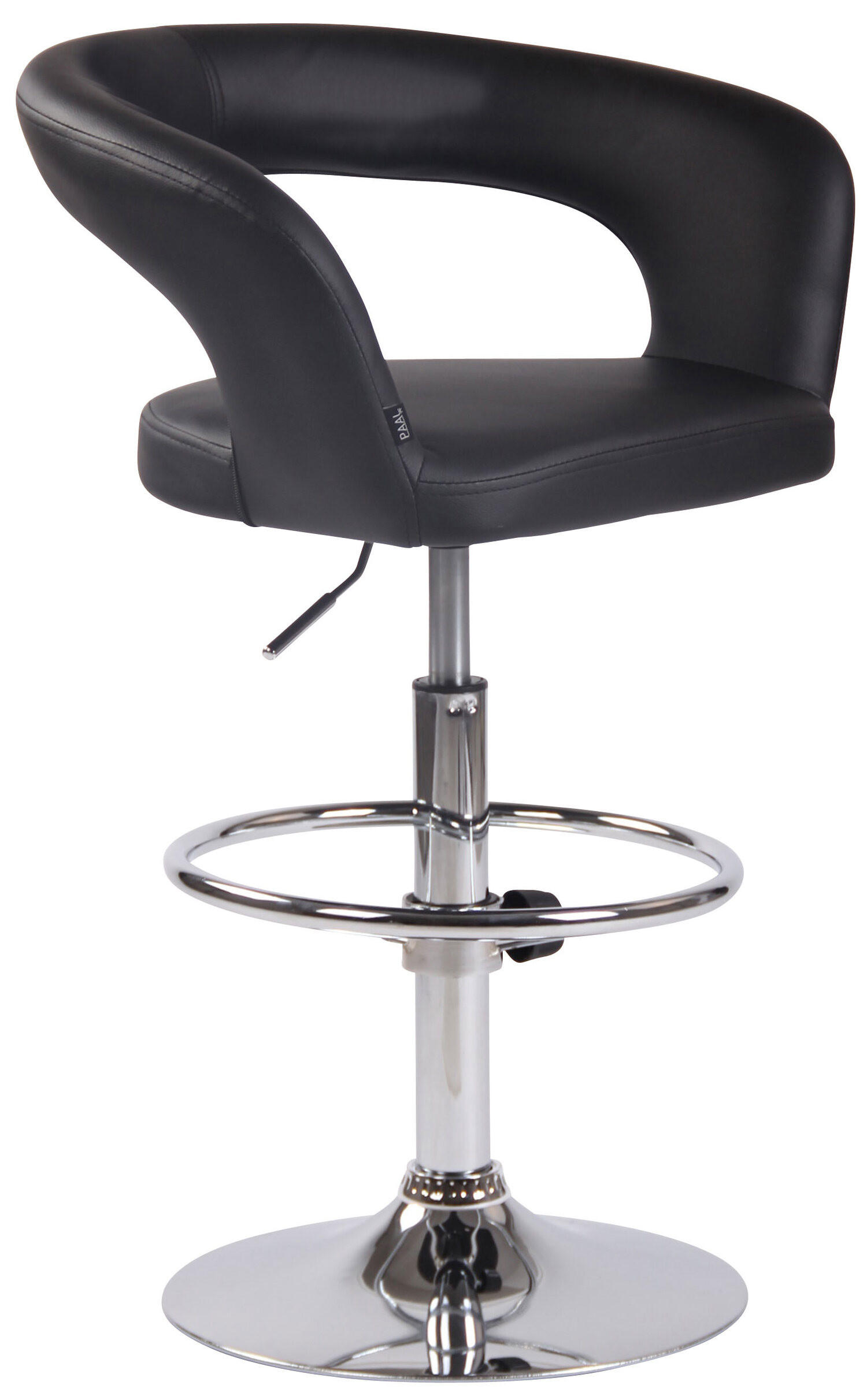 BARHOCKER Jan, Gestell Metall in Chromoptik, Kunstleder Schwarz - Chromfarben/Schwarz, Kunststoff/Textil (58/100/47cm) - TPFLiving