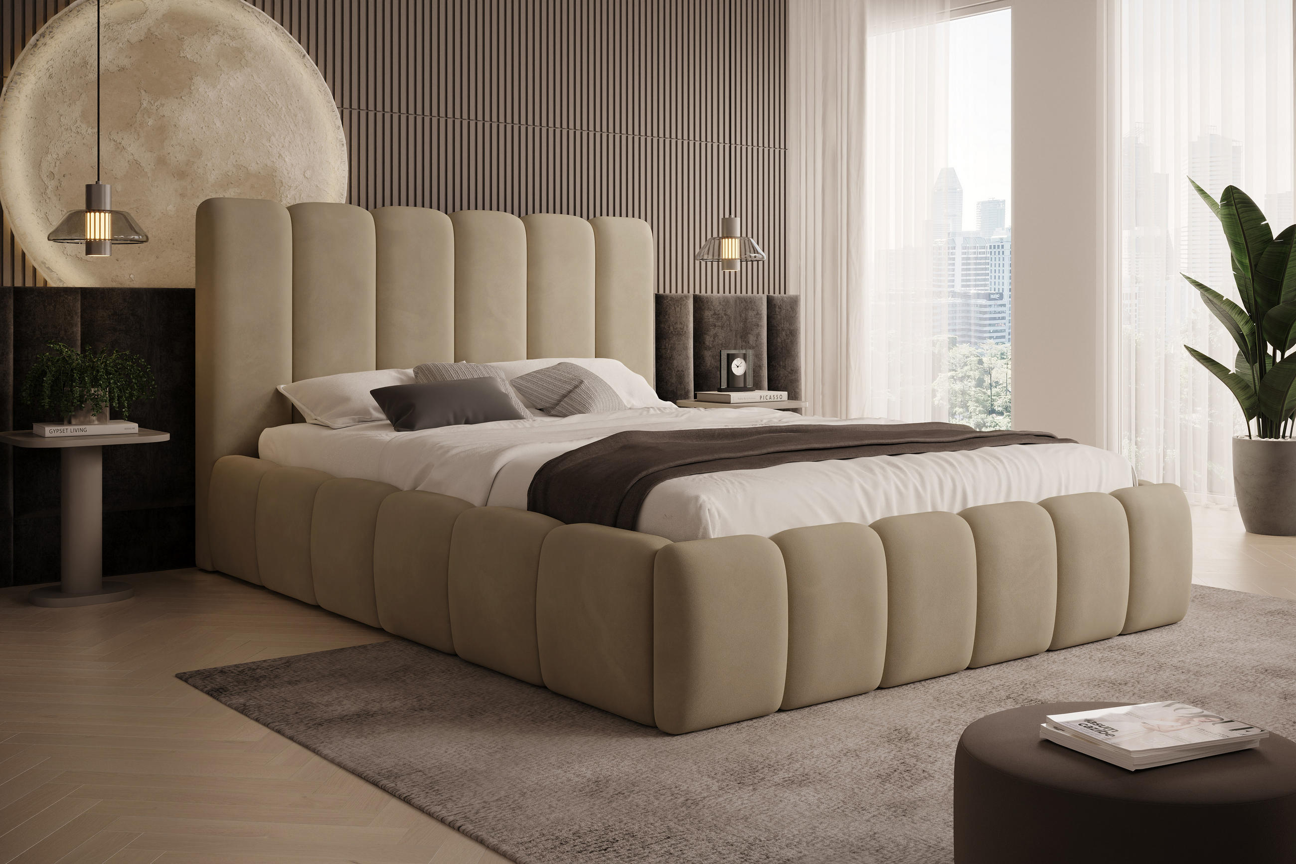 POLSTERBETT Vilo 160x200 mit Bettkasten und Stabilem Metallgestell - Braun, Textil (160/200cm) - Storez24