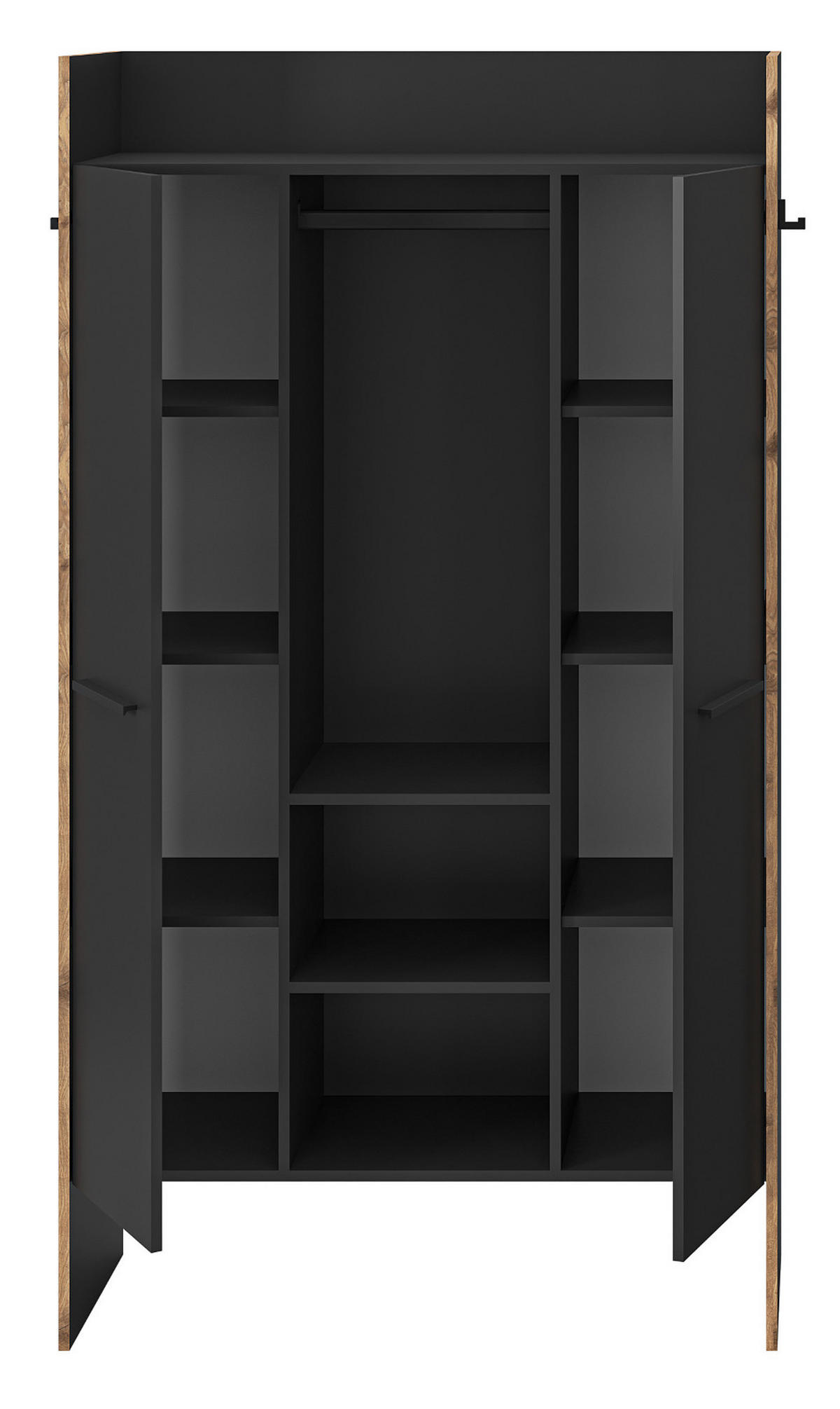 GARDEROBE grau und Nox Eiche, Kompaktgarderobe 105 x 189 cm, Salud - Dunkelgrau/Schwarz, Holzwerkstoff/Kunststoff (105/189/37cm) - Inn.Furn
