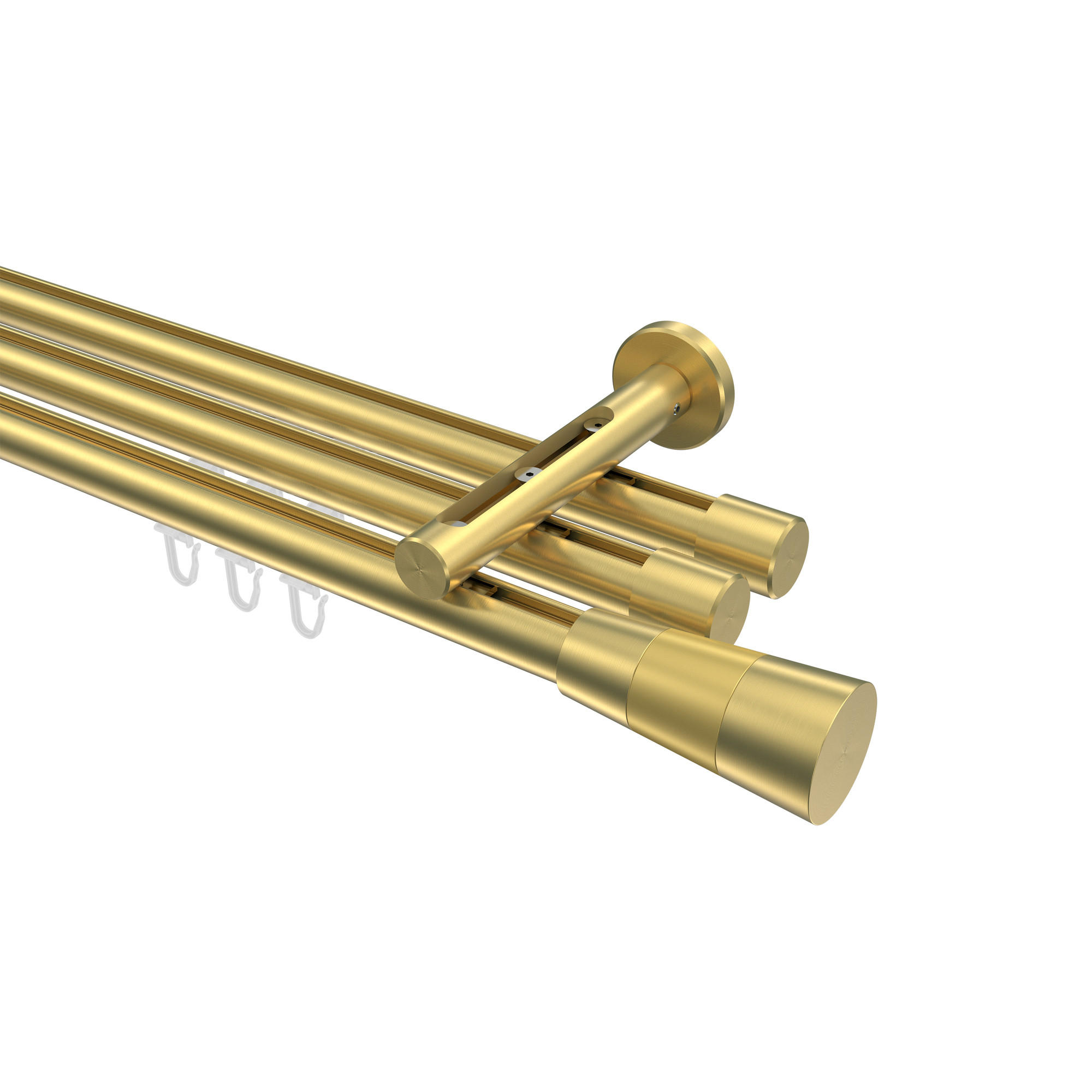 INNENLAUF-GARDINENSTANGEN-SET Siteno Tanara 200 cm, 3-läufig, 20 mm Ø Messing-Optik - Messingfarben/Goldfarben, Metall (200cm) - INTERDECO