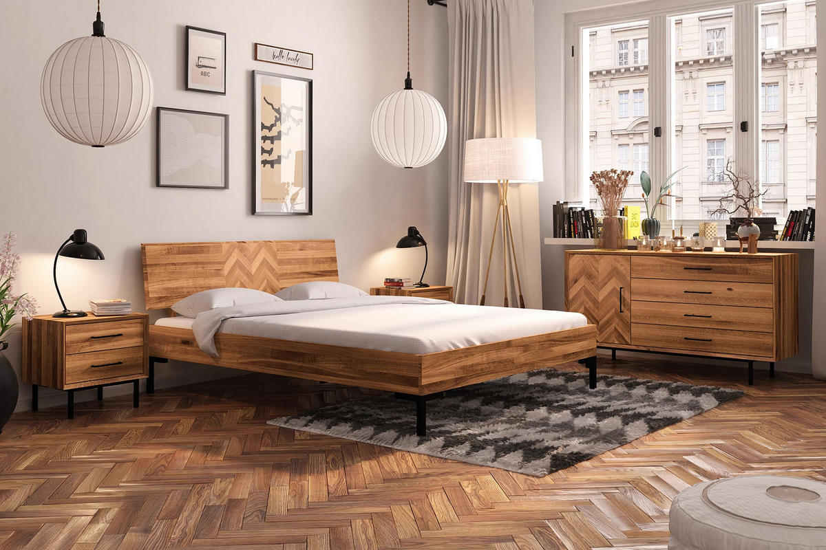 BETT LEON 2 200x200 Wildeiche - Wildeiche, Holz (200/200cm) - byoak