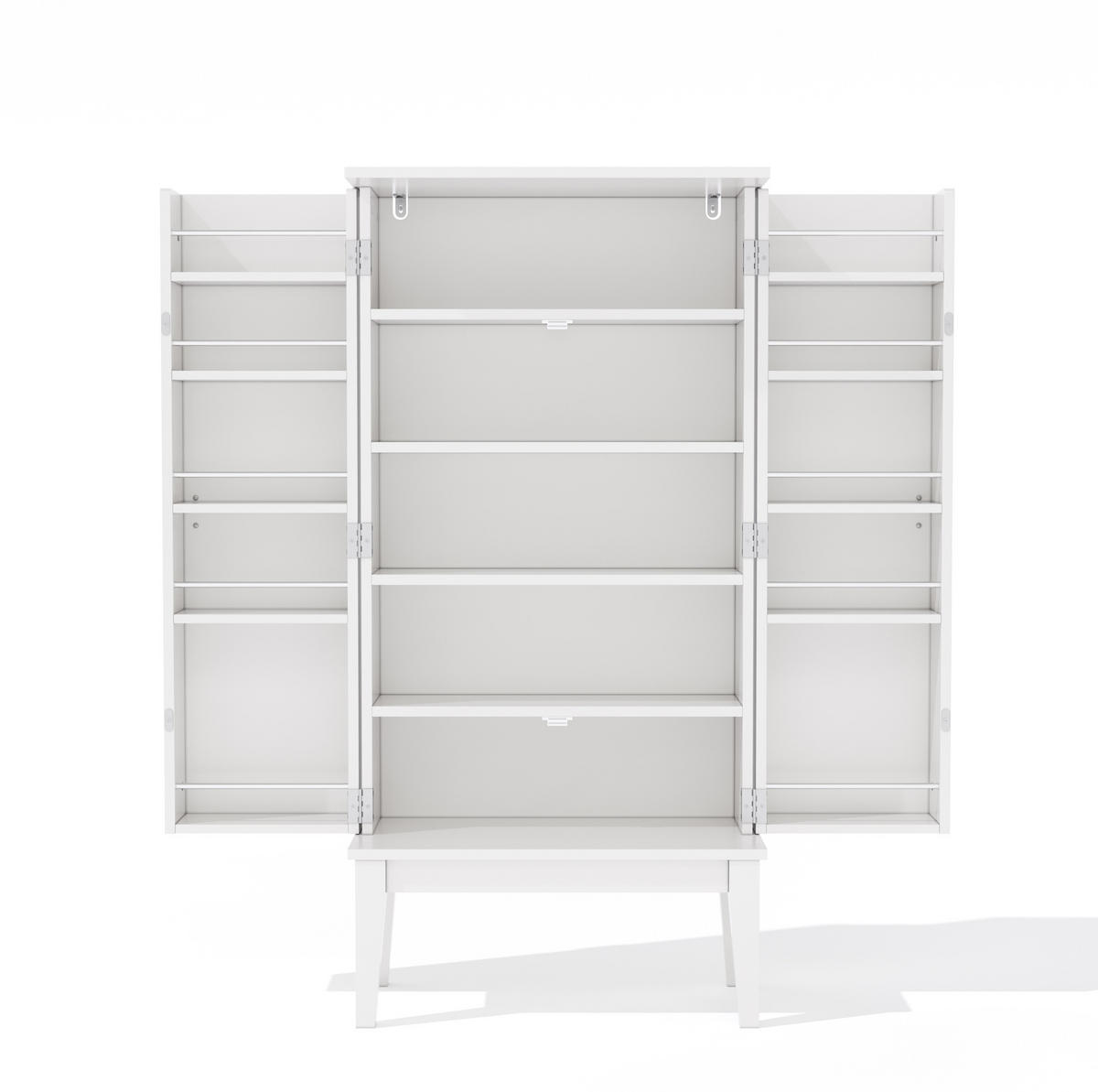 ORMARIĆ, 120/59/30 cm, MDF bijeli, 2-vratni s policama za pohranu - bijela, drvni materijal (59/120/30cm) - BEAOK