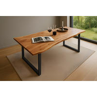 ESSTISCH MAX - Beige/Schwarz, Holz/Metall (90/180/77cm) - SAM