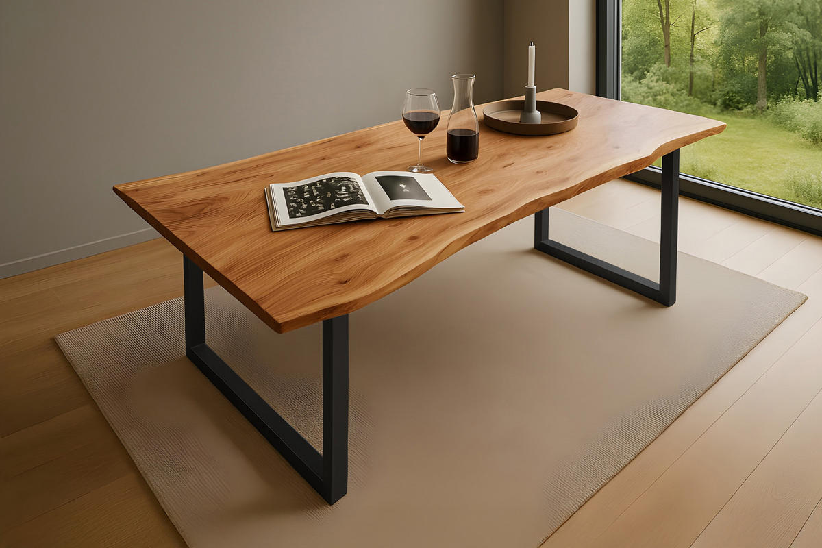 ESSTISCH MAX - Beige/Schwarz, Holz/Metall (90/180/77cm) - SAM