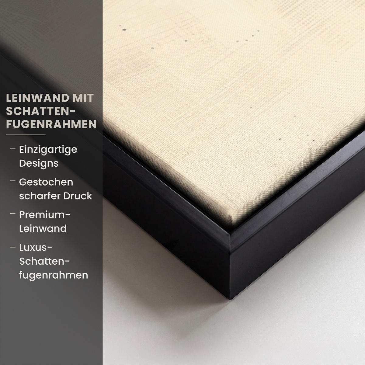 LEINWAND Bilder mit Rahmen - Abstrakt - Geometrische Formen - Schwarz - Gold - 60x40 - Ecru, Textil (60/40cm) - MuchoWow
