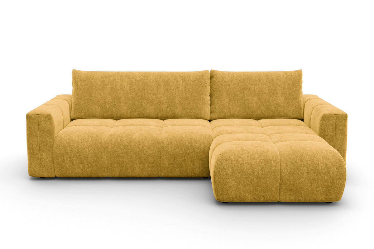 ECKSOFA VERONA 4-Sitzer rechts, Gelb - Gelb/Schwarz, Holz/Textil (266/173cm) - Courtois Laville