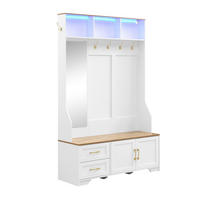 SCHUHSCHRANK aus MDF 120x40x187cm in Weiß mit LED & Spiegel - Weiß, Holzwerkstoff (120/187/40cm) - Modfu