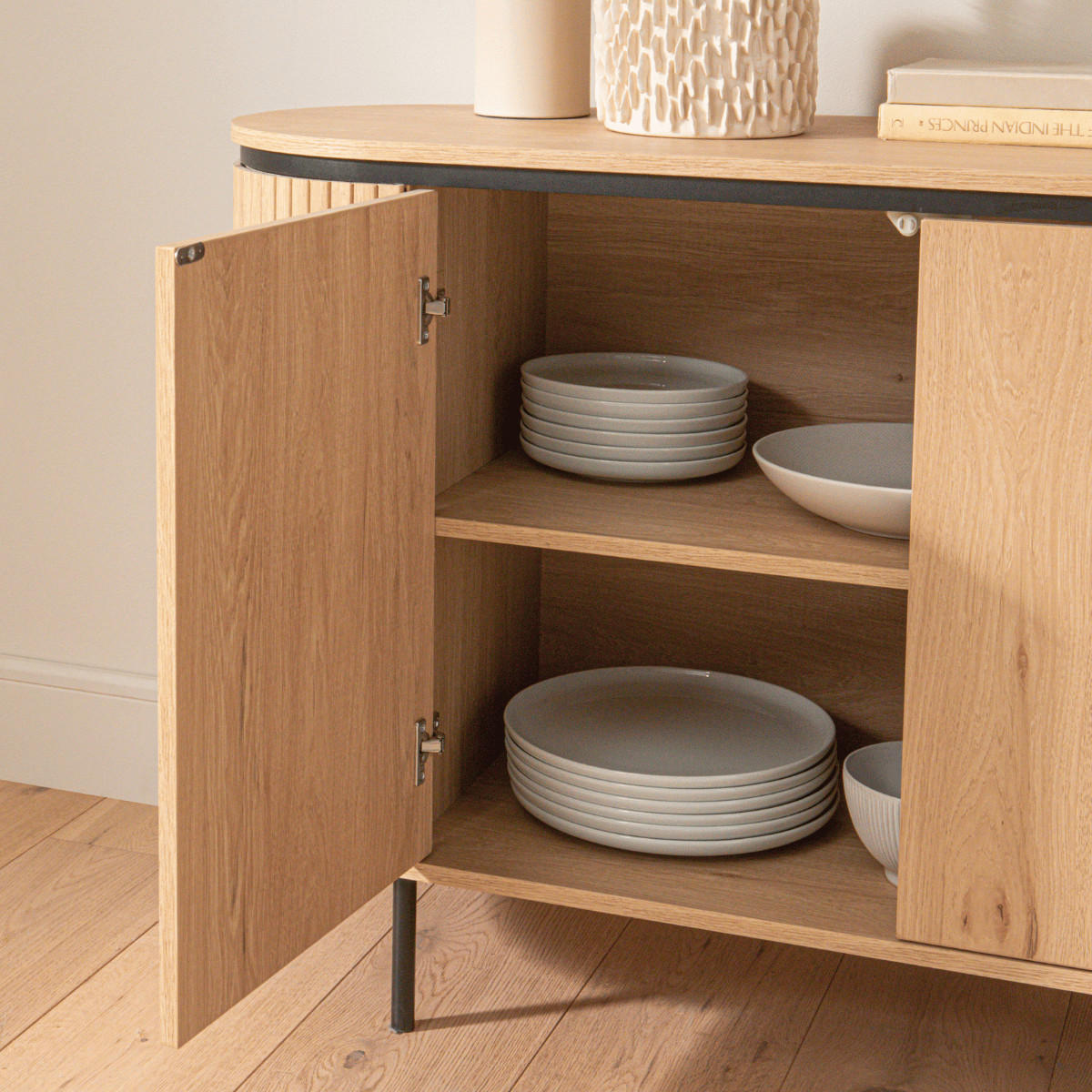 SIDEBOARD mit 2 Türen und seitlichem Rillen-Effekt malaga 120/40/72 cm - Apfelbaumfarben, Holzwerkstoff (40/72/120cm) - Calicosy