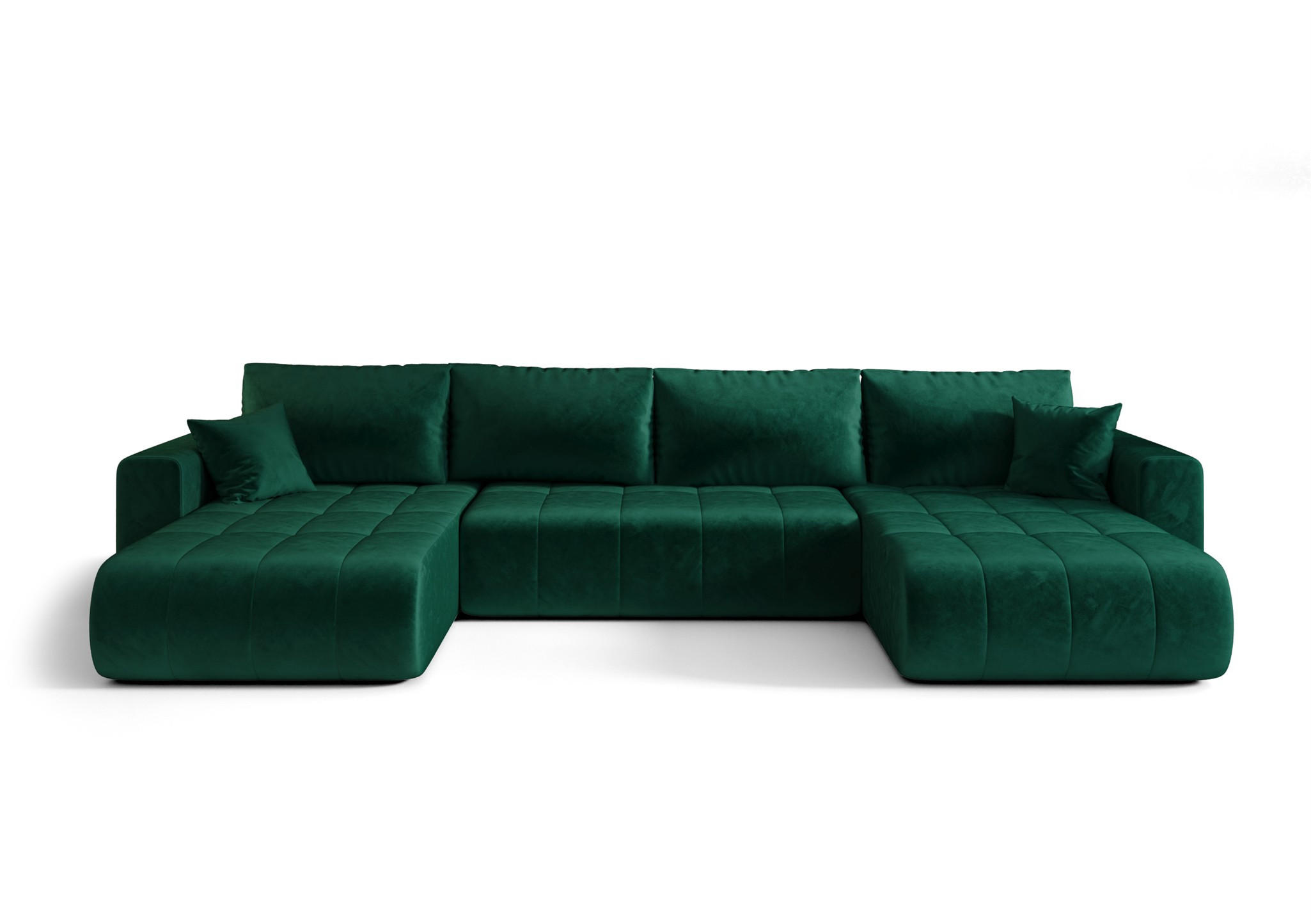 WOHNLANDSCHAFT Camila In Monolith - Grün, Holzwerkstoff/Textil (384/85/175cm) - Fun Möbel