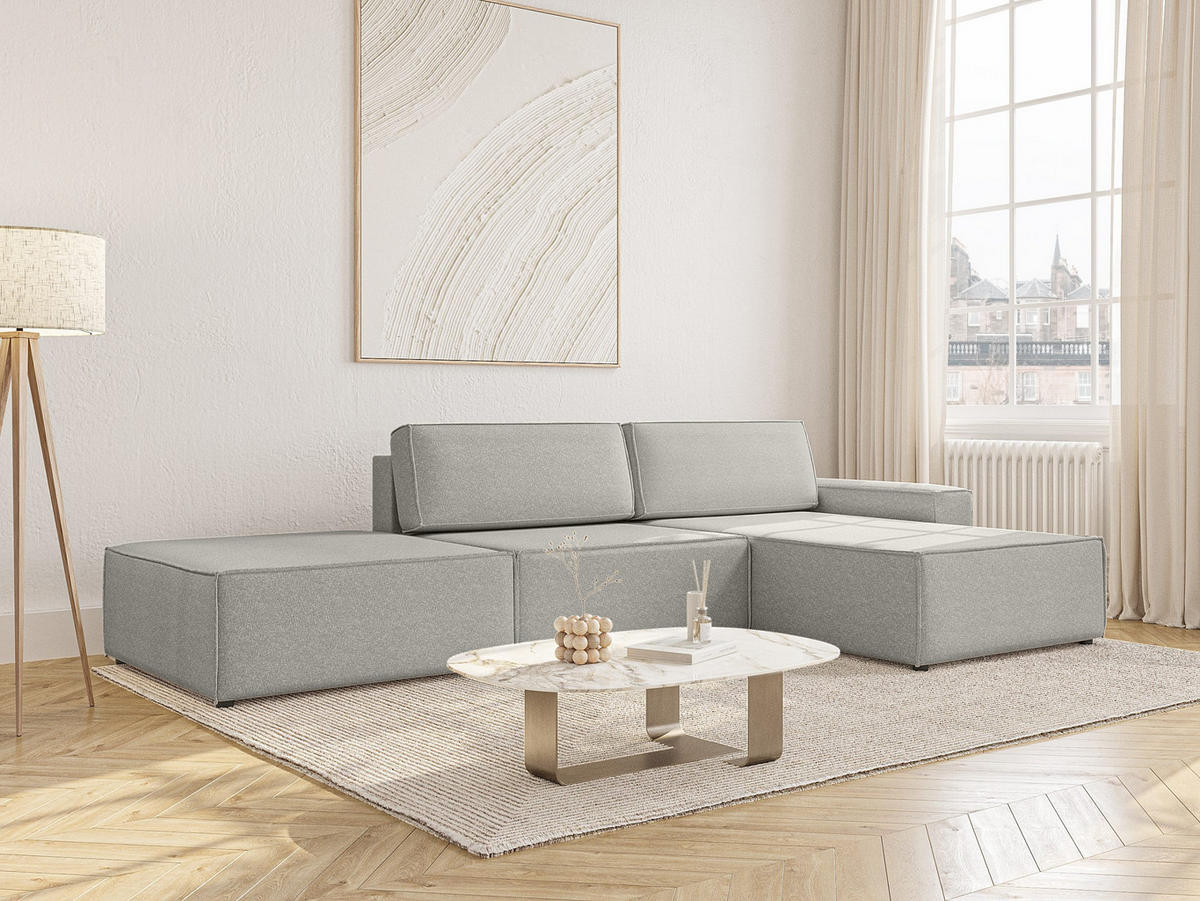 ECKSOFA Lummo Re mit Schlaffunktion, Grau - Grau, Textil (323/185cm) - Fedve