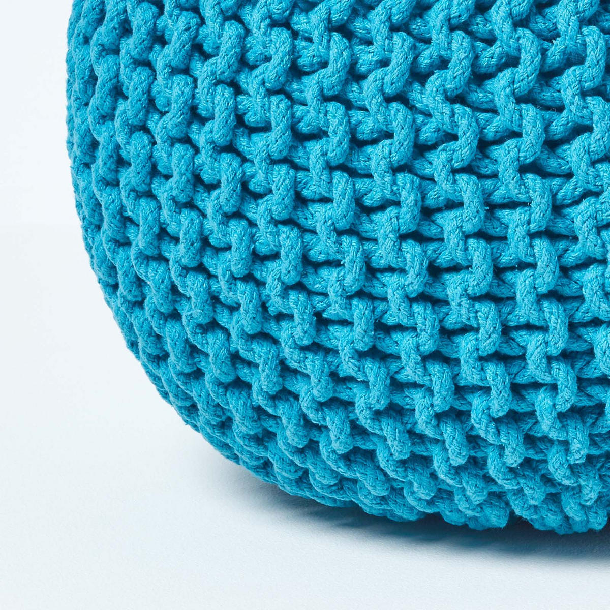 STRICK-POUF türkis, 40/40/35 cm - Türkis, Textil (40/35/40cm) - Homescapes
