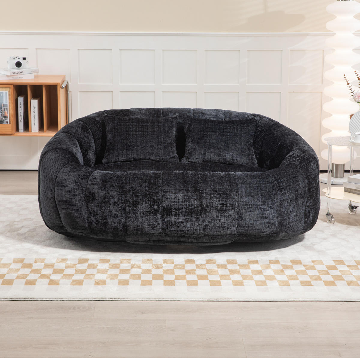SITZSACK Lounge-Sofa 150x95 cm Chenille Black - Schwarz, Kunststoff (95/63/145cm) - Beauniv