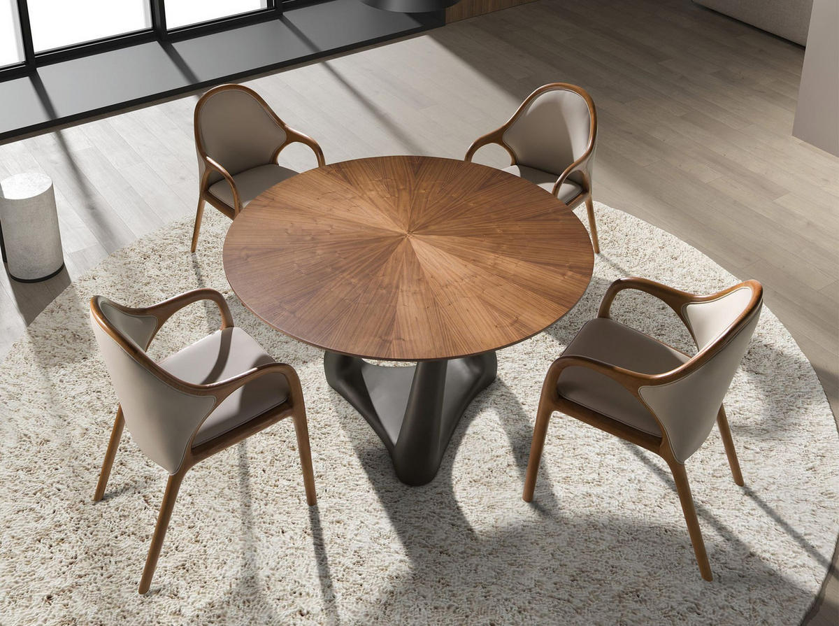 ESSTISCH Runder aus Nussbaum, dunkelgrauem Fiberglas und Metall Ø135/75 cm - Dunkelgrau/Nussbaumfarben, Holz/Naturmaterialen (135/135/75cm) - ANGEL CERDA