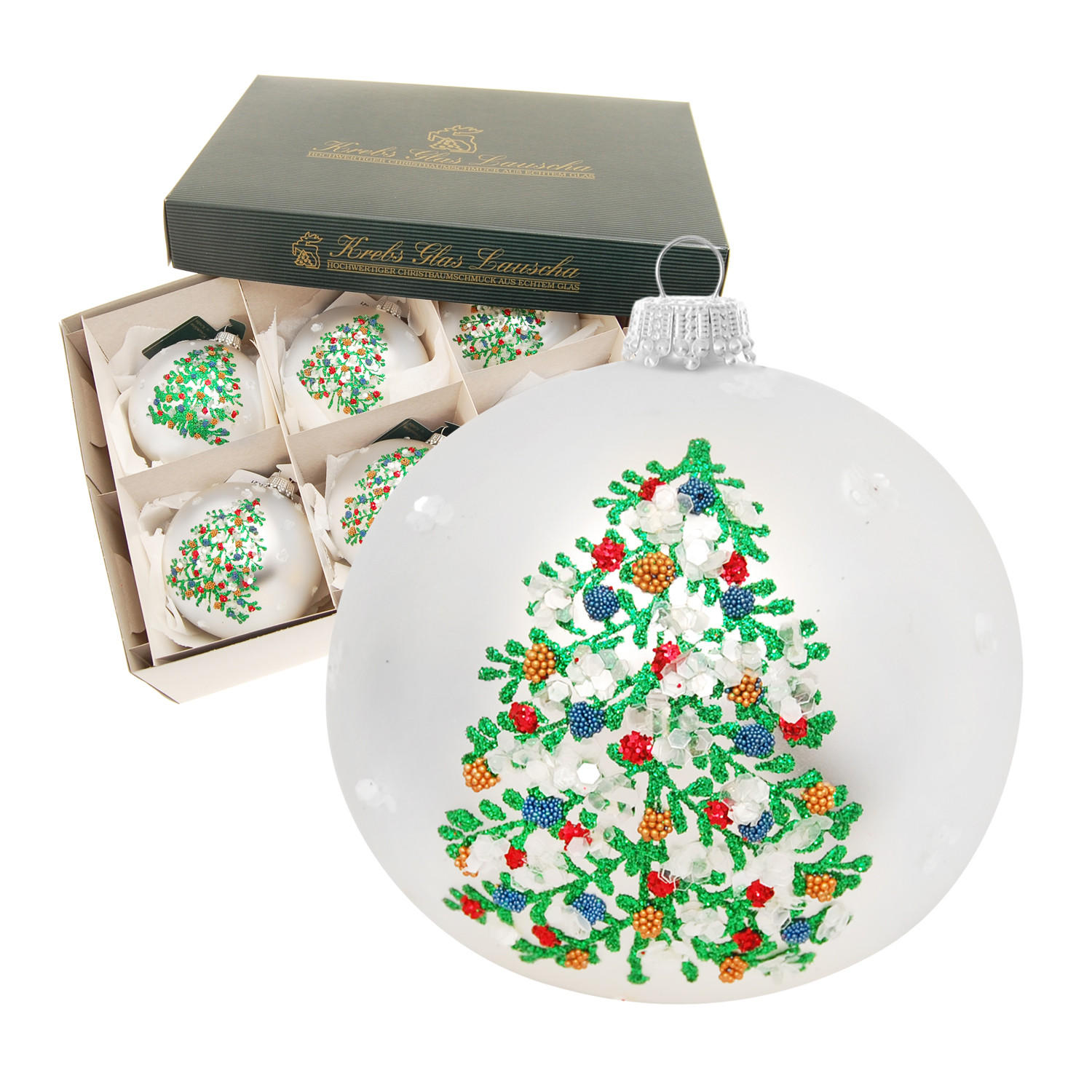 CHRISTBAUMKUGELN Weihnachtsbaum Silberfarbig 8cm (Glas / 6 Stk.) - Silberfarben, Glas (8/8/8cm) - Krebs Glas Lauscha