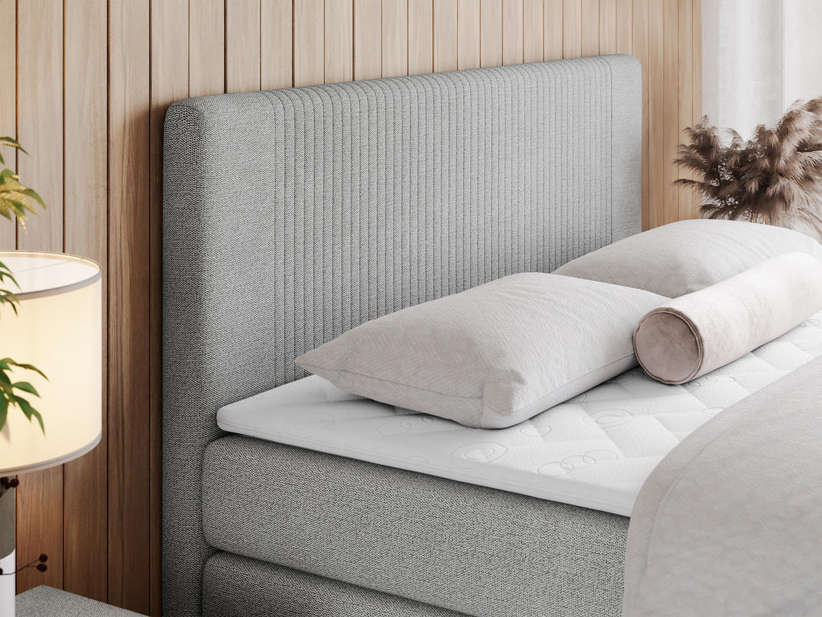 BOXSPRINGBETT KING DOREN 140/200 Hellgrau Struktur - H3 - Hellgrau, Holz/Textil (140/200cm) - MKS