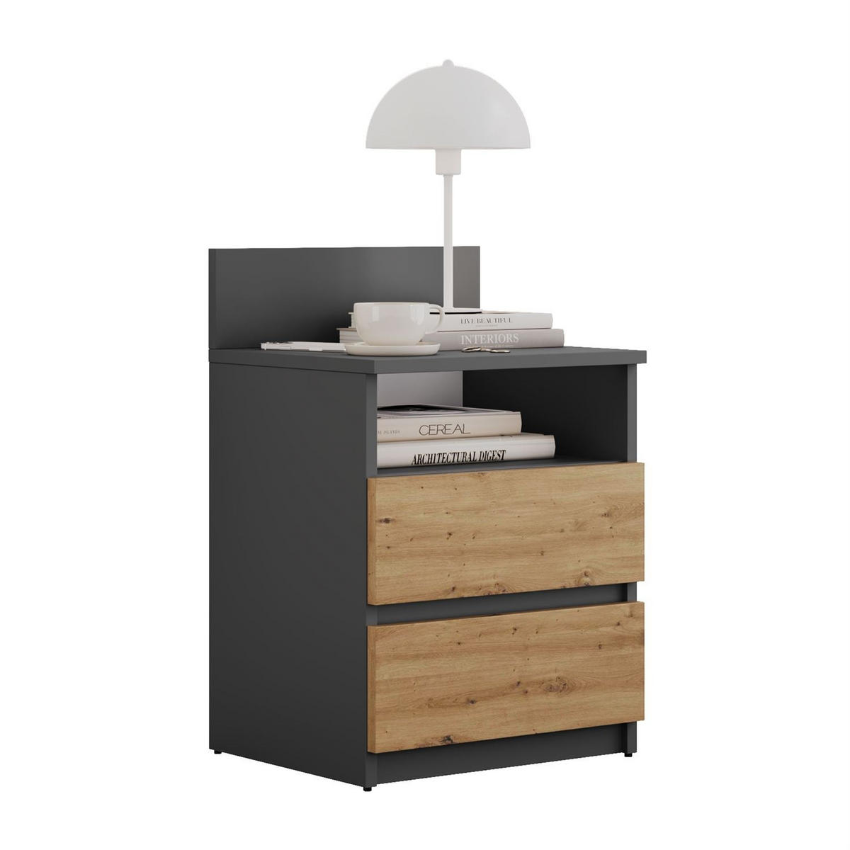 NACHTTISCH HANA M1 Artisan Eiche / Anthrazit - Eiche Artisan, Holzwerkstoff (40/59/32cm) - Lookway