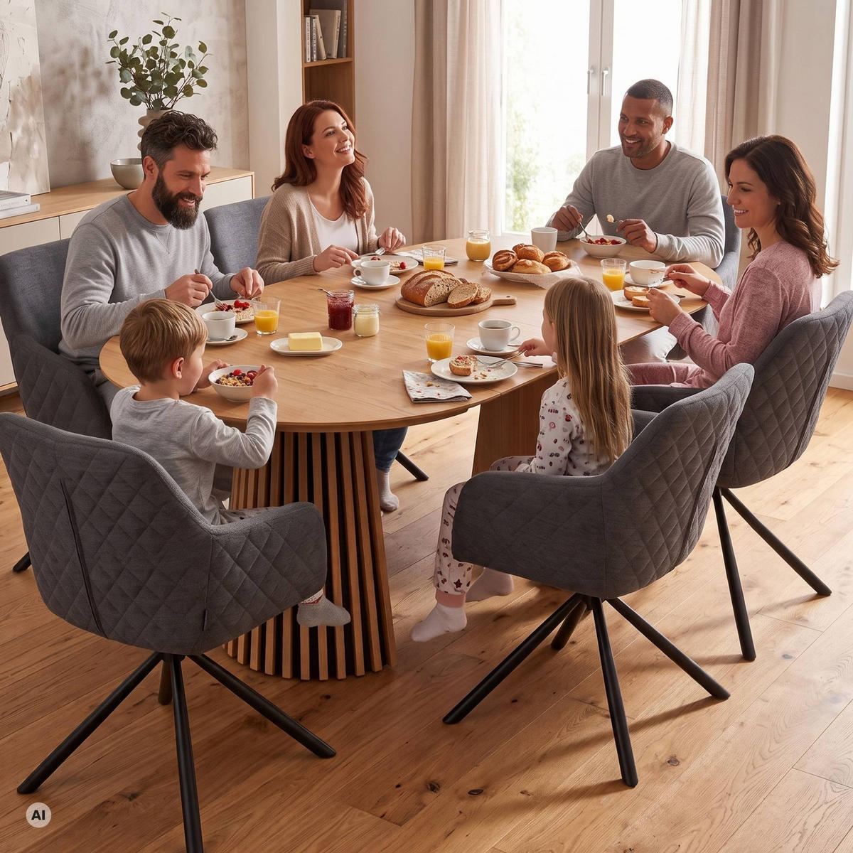 ESSZIMMER-SET Cuneo und Oria - Braun/Grau, Holz (210/75/120cm) - Mr. Deko