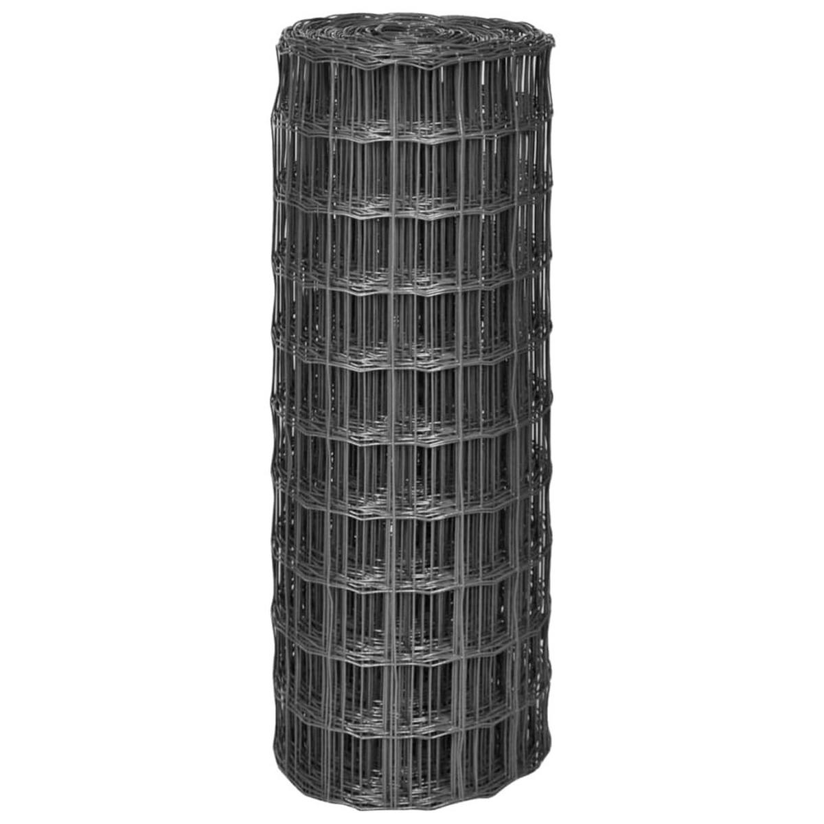 GARTENZAUN, Eurozaun, 25/1 m, aus Stahl und PVC-beschichtet, Grau - Grau, Metall (2500/100cm) - vidaXL