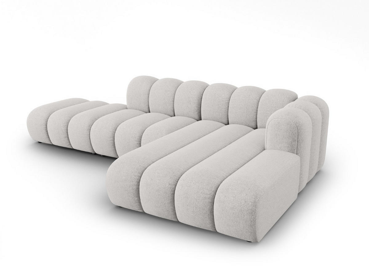 ECKSOFA modular rechts Lupine aus Chenille-Stoff hellgrau 5 Sitzplätze - Hellgrau, Textil (177/299cm) - Micadoni