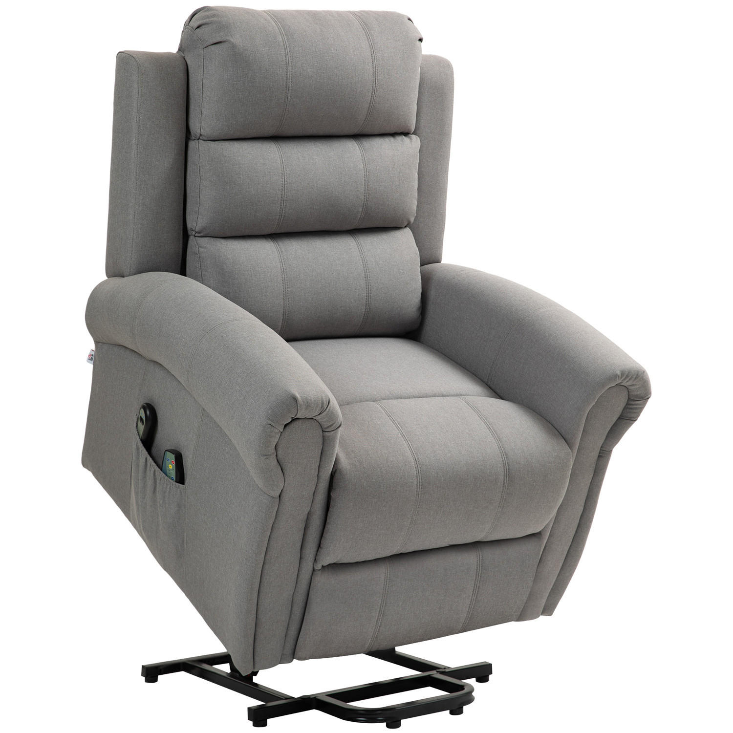 FERNSEHSESSEL elektrisch Aufstehhilfe Massage Heizfunktion - Grau, Textil (89/106/91cm) - Kaket