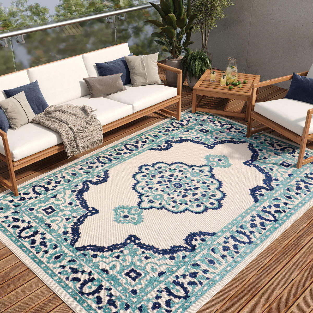TEPPICH PATIO CREME 90/150 cm - Creme, Textil (90/150cm) - Tapiso