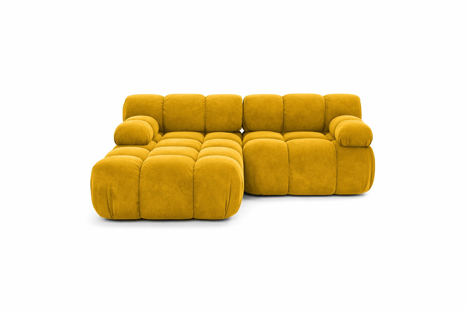 ECKSOFA L-form Mini Modular, Veloursstoff Salvador, Gelb, Links, Selia - Gelb, Holz (190/160cm) - Kaiser Möbel
